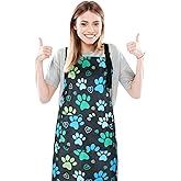 XLSXEXCL Dog Grooming Waterproof Apron with 2 Pockets, Cute Animals Puppy Dog Pets Apron