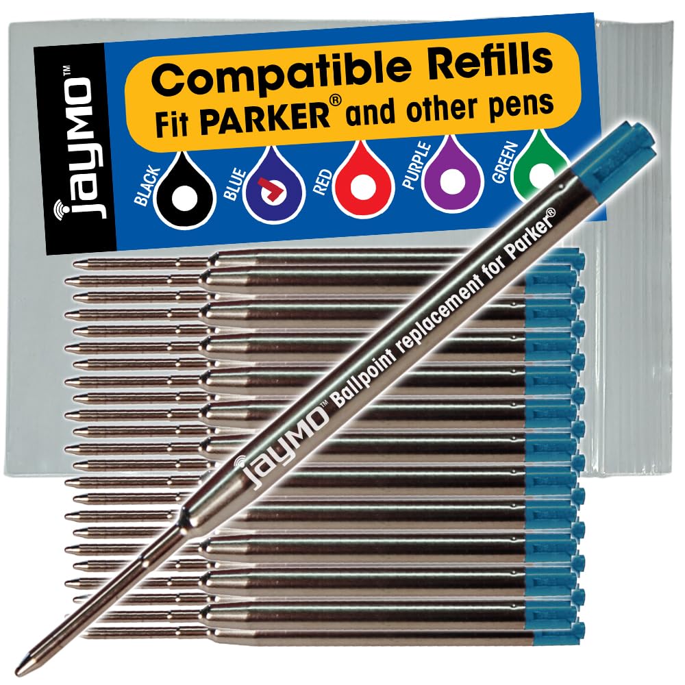 Jaymo Replacement for Parker 1950371 - Measures 3.875 in / 98 mm Long - G2 Ballpoint Pen Refill - 24 Blue