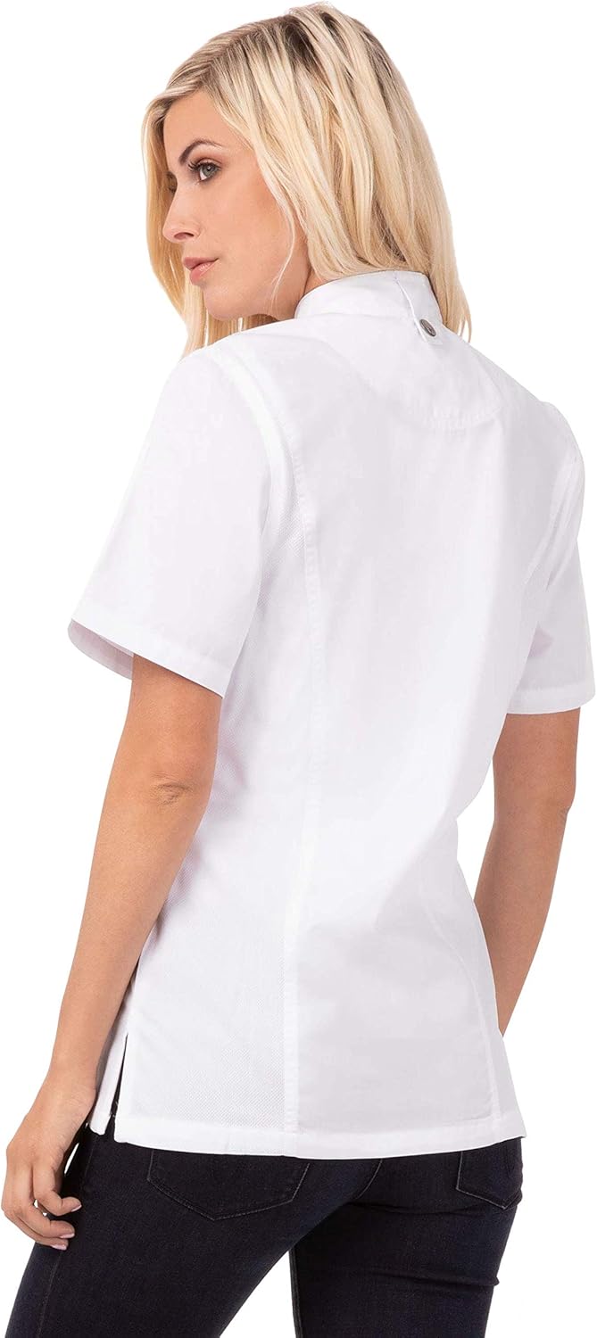 Chef Works Women's Springfield Chef Coat, White, Small: Clothing