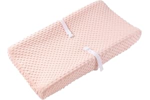 QUENESS Baby Changing Pad Cover, Super Soft Minky Dot Diaper Changing Table Covers for Baby Girls and Boys, Ultra Comfortable, Safe for Babies, Fit 32"/34'' x 16" Pad (Coral Pink)