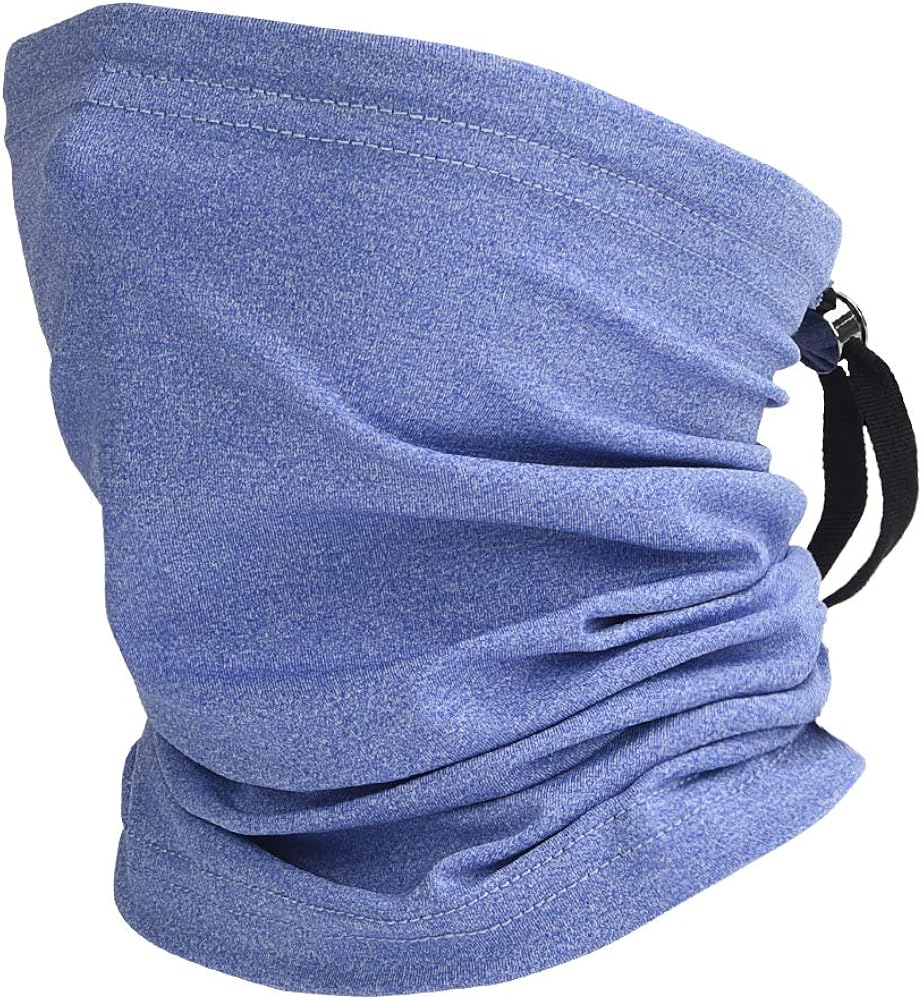 TOSFOGO Adjustable Drawstring Neck Gaiter Face Mask Cover Tube Bandana
