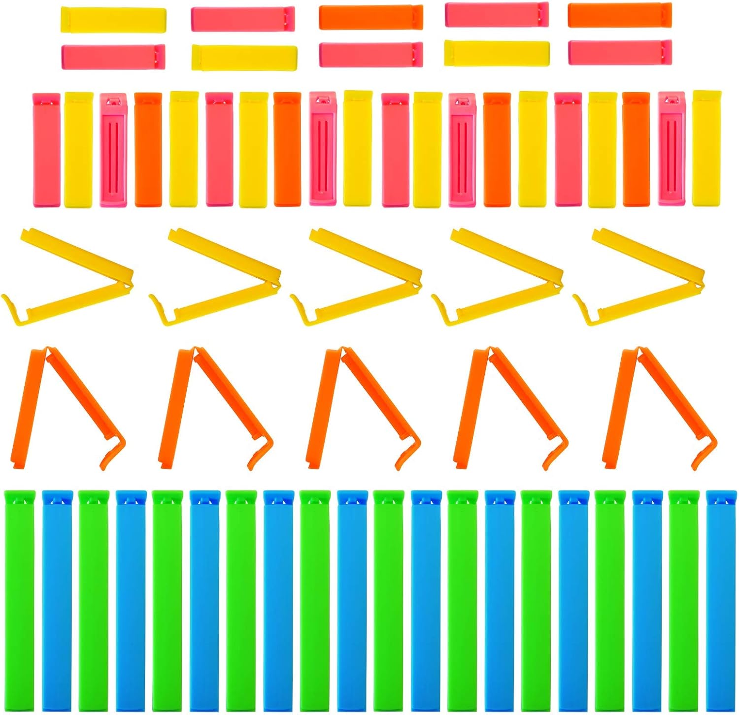 FUMCare Chip Clips for Food | 54 Pack | Bag Clip Made off Durable Plastic, Easy To Lock, Leakproof & Airtight Storage - Multicolor Set