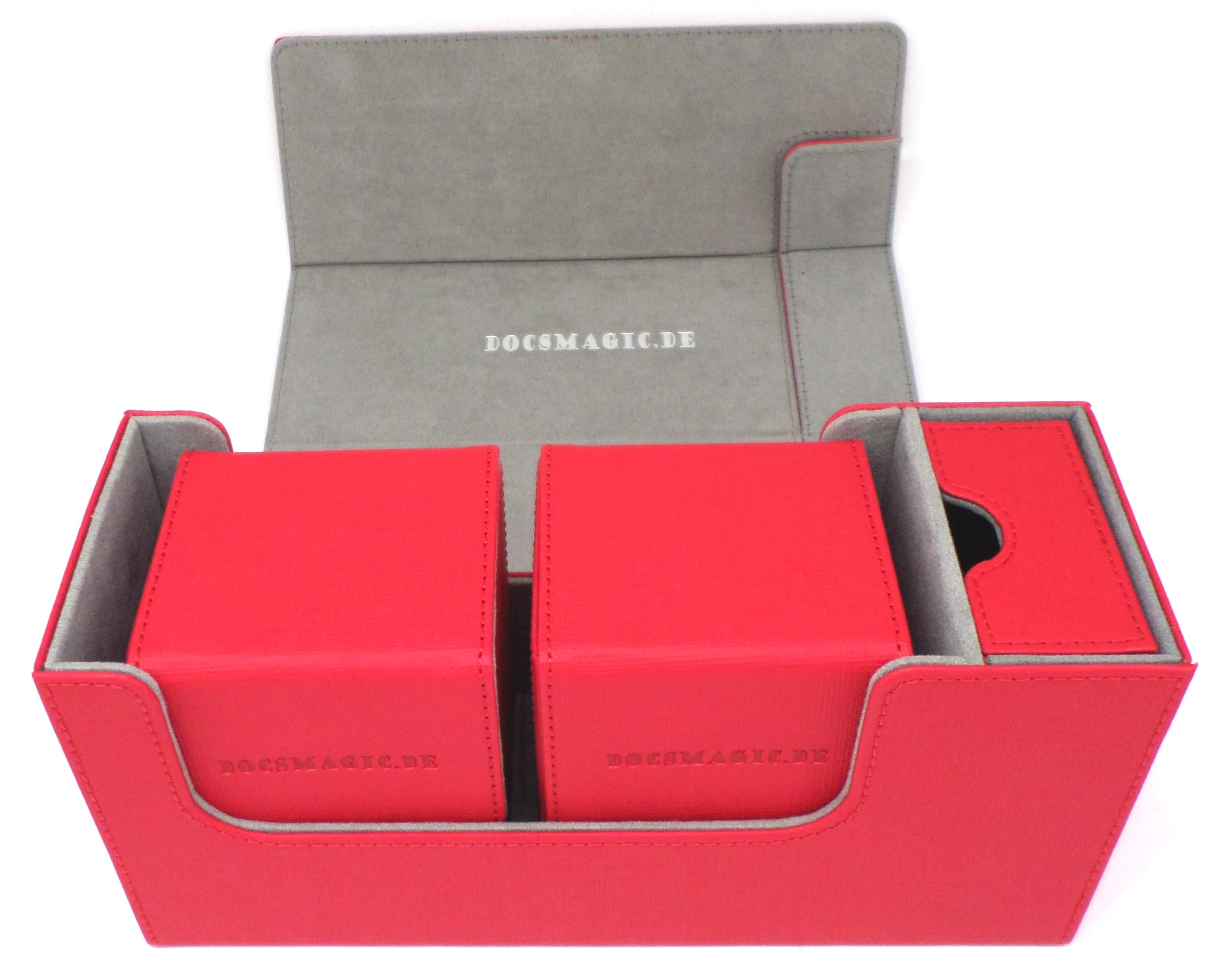 docsmagic.de Premium Magnetic Tray Long Box Red Small + 2 Flip Boxes