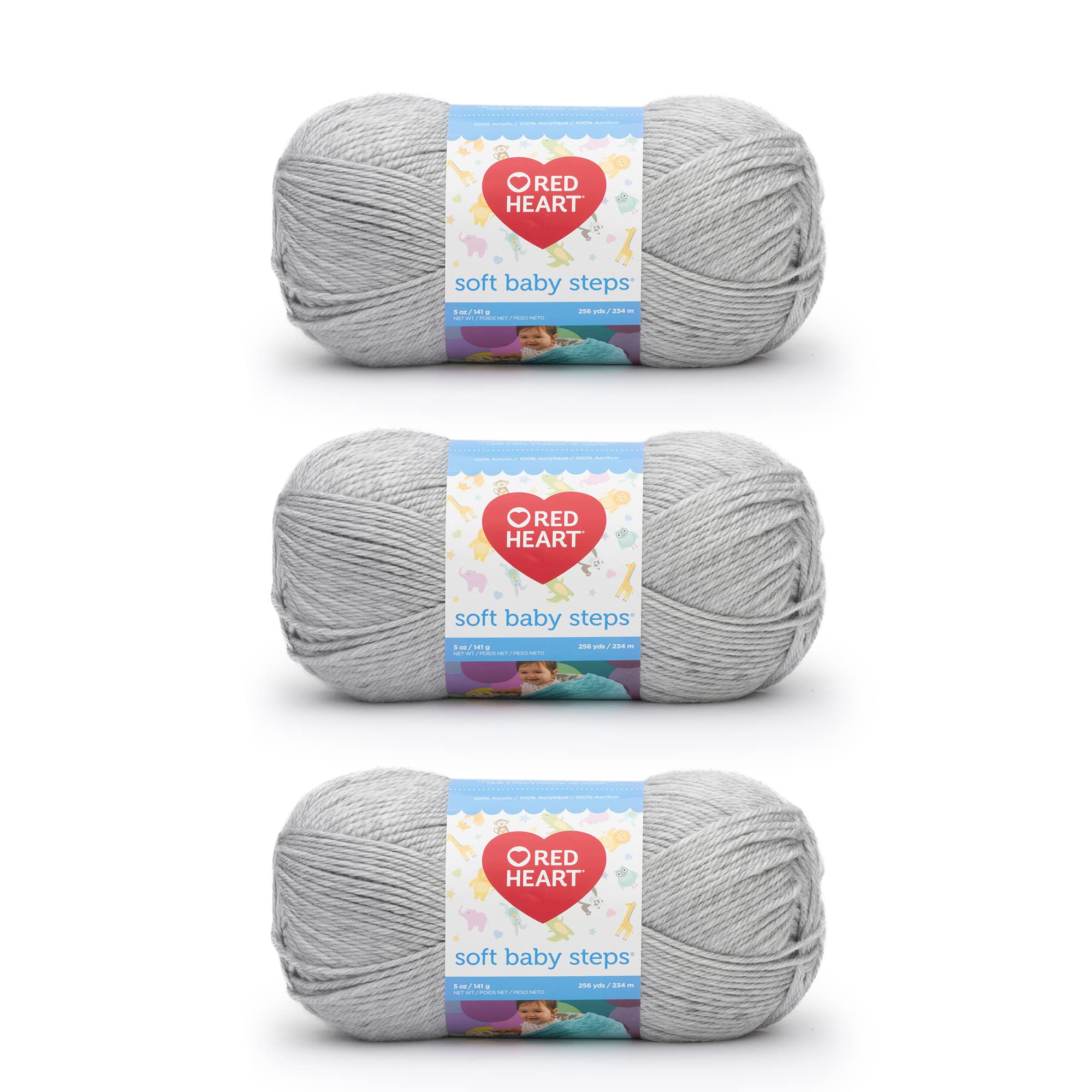 Red Heart Soft Baby Steps Elephant Yarn - 3 Pack of 141g/5oz - Acrylic - 4 Medium (Worsted) - 256 Yards - Knitting, Crocheting & Crafts