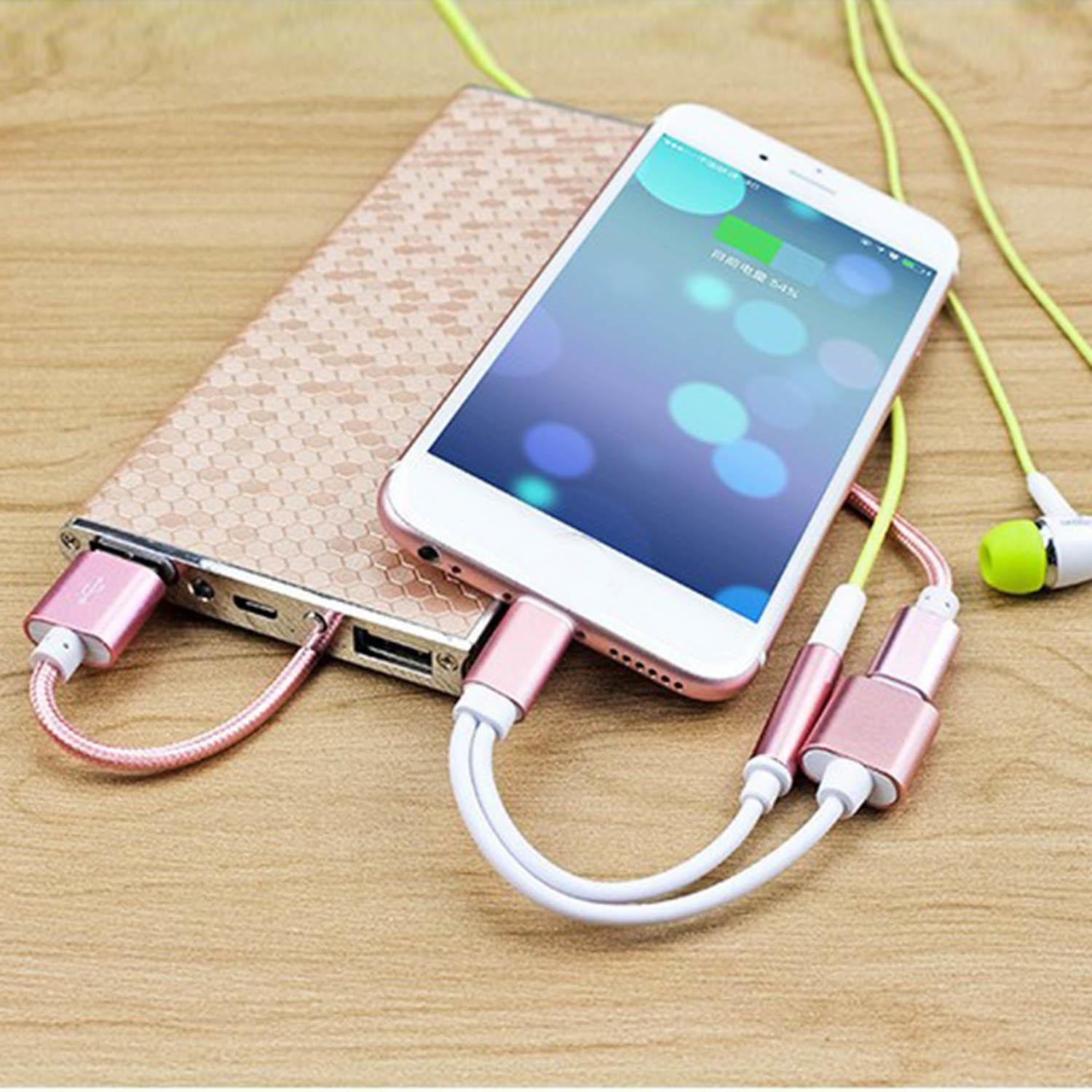 Hello22 3.5mm Audio and Charging Jack 2 in 1 Cable Adapter for iPhone