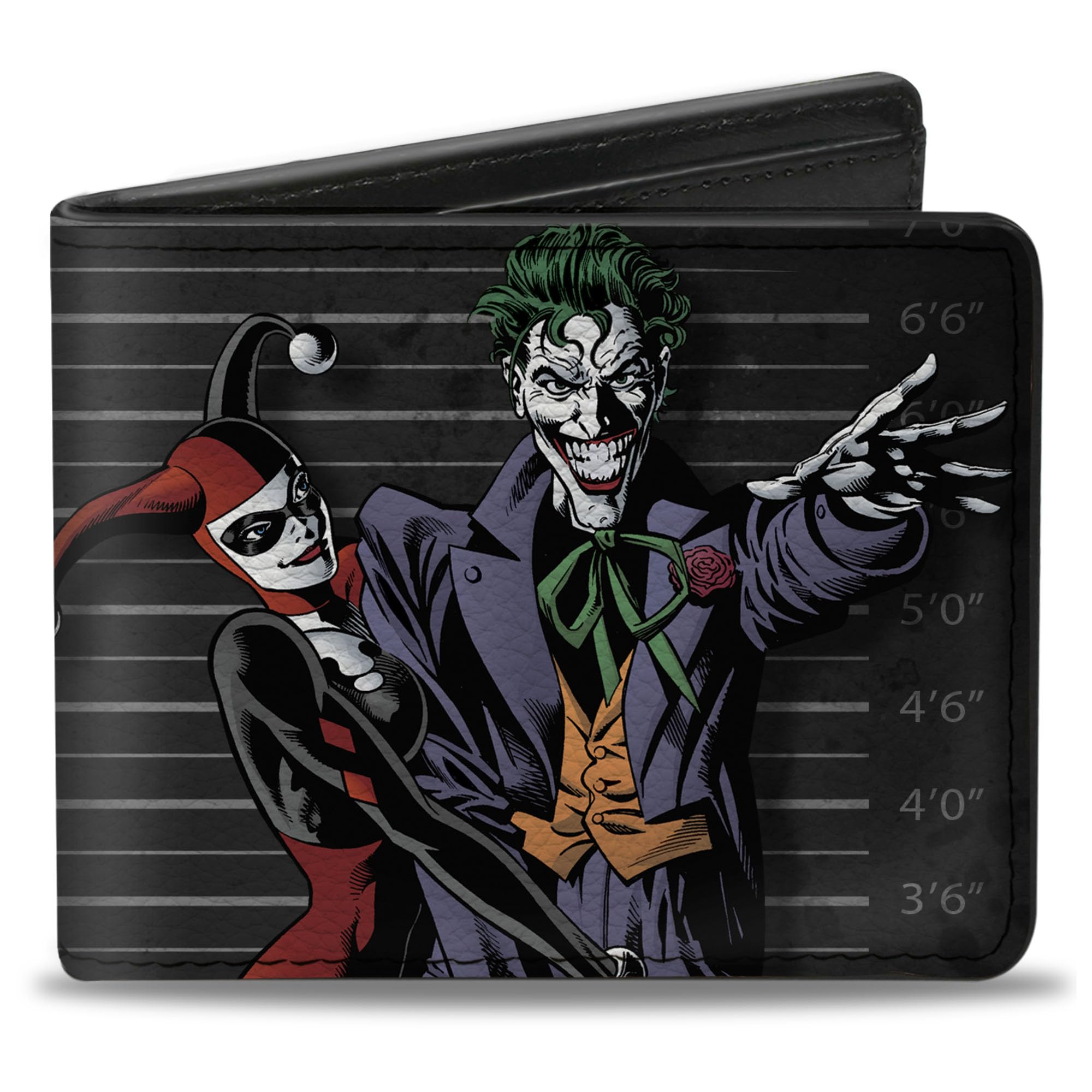 Buckle-Down mens Harley Quinn Hugging Joker Pose/Lineup Grays Bi Fold Wallet, Multicolor, Default Size UK