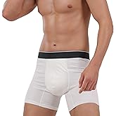 AIRCUTE Washable Absorbency Urinary Incontinence Underwear for Men, 6" Inseam Boxer Briefs for Bladder Leaks Proof 60ML (X-Large, White)