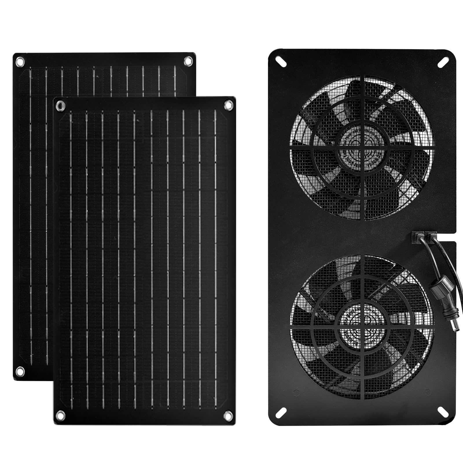 Photo 1 of 20W Solar Fan Powered Exhaust Fan for Chicken Coops, Greenhouses, Sheds, Pet Houses, and Windows - Waterproof and Plug Play Easy Connector