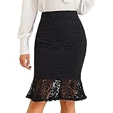Allegra K Women's Lace Skirts Elegant Casual Work Office Skirt Knee Length Bodycon Fishtail Lace Pencil Skirt