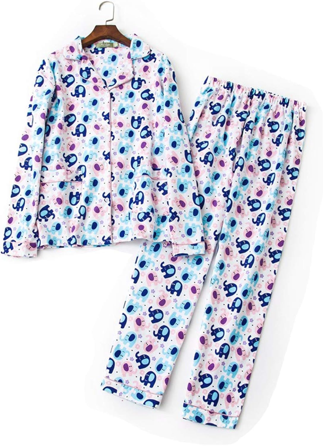 BAIYIXIN Cotton Pajamas for Big Girls Cute ButtonDown Long