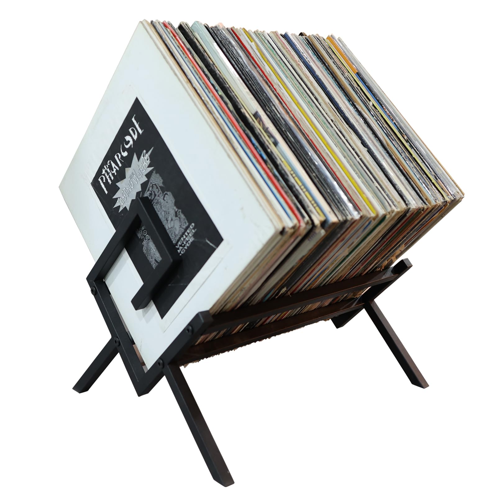 Vinyl Record Storage Holder Album Metal Record Stand Desktop Display Stand Easy to Assemble Album and LP Storage Organizer (Style-B)
