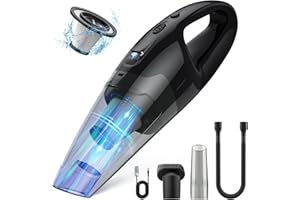BSRCO Handheld Vacuum Cordless Rechargeable, 3-in-1 Car Vacuum Portable with LED Light & USB Charge, 1.65Lbs Lightweight Hand Vacuum Cleaner for Pet Hair, Home, Car Interior