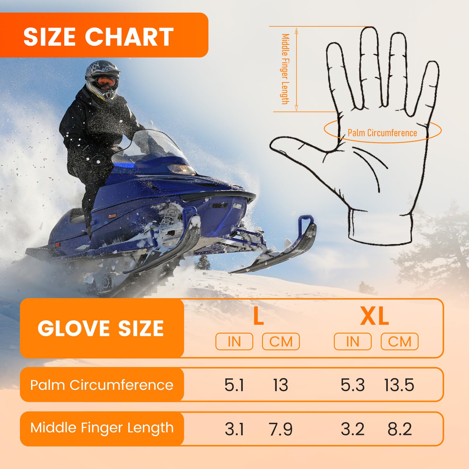 Heated Motorcycle Gloves for Men Women Waterproof Winter Rechargeable Gloves Windproof Motorcycle Riding Winter Thermal Glove Electric Heating Glove for Cycling Skiing Snowboarding Motorcycle Racing