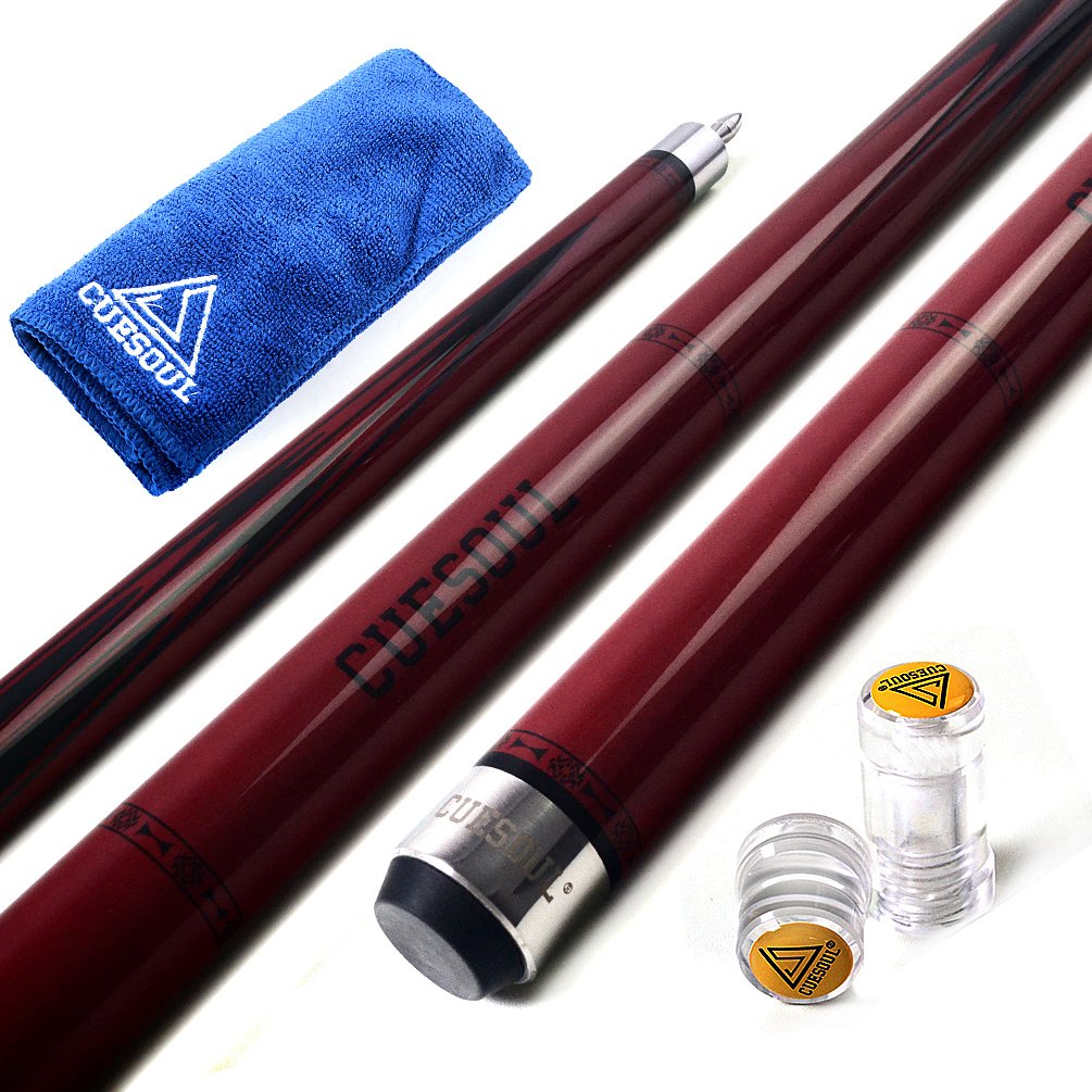 CUESOUL 58 Inches 19oz Joint Pool Cue Stick Billiards Premium Canadian Maple Pool Cue, 7-layered Tip, 11.5mm Billiards Pool Cue Set Accessories