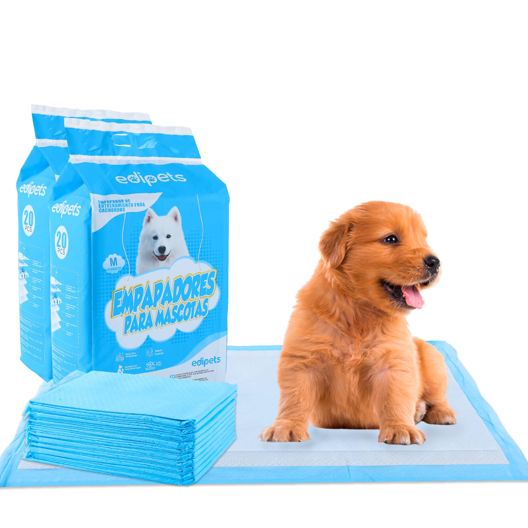 Edipets, Puppy Pads, Dog Training Pads, 45 x 60, Pack of 40, Absorbent Training Pads, Disposable Toilet Mat for Puppies, Puppy Training Pads