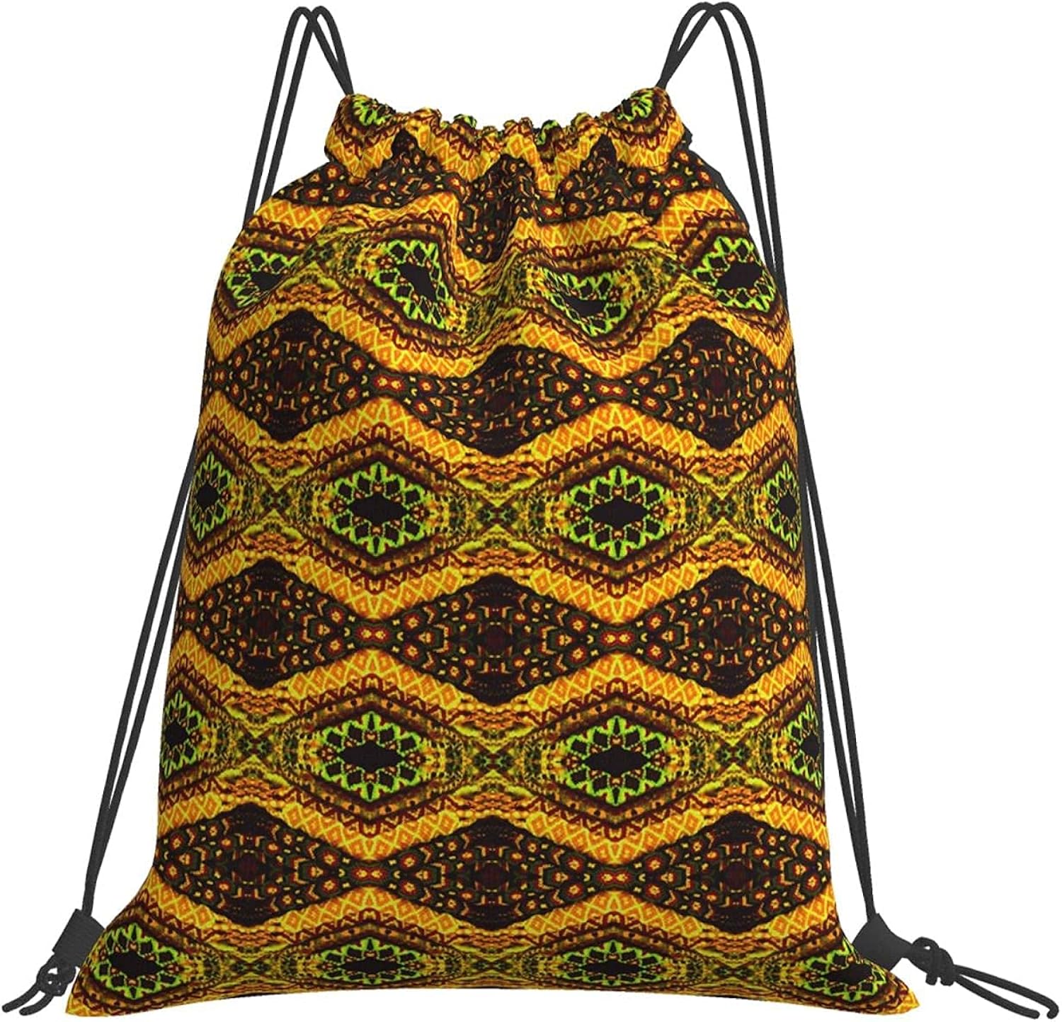 Classic Drawstring Bag African Textures And Traditional Motifs, Vintage