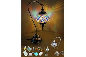 Turkish Mosaic Lamp DIY Kit Stained Glass Tabletop Night Light Bohemian Moroccan Craft Set for Living Room Bedroom Decor Make