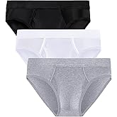 Mauro Kane Men's Classic Solid Color Briefs 3 Pack with Open Fly Pouch Breathable Wicking Ribbed Cotton Underwear