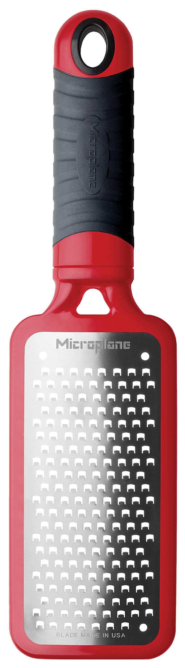 Microplane Kitchen Grater Coarse for Cheese, Carrot, Ginger, Coconut, Nuts and Horseradish from The Home Series in Red & Stainless Steel