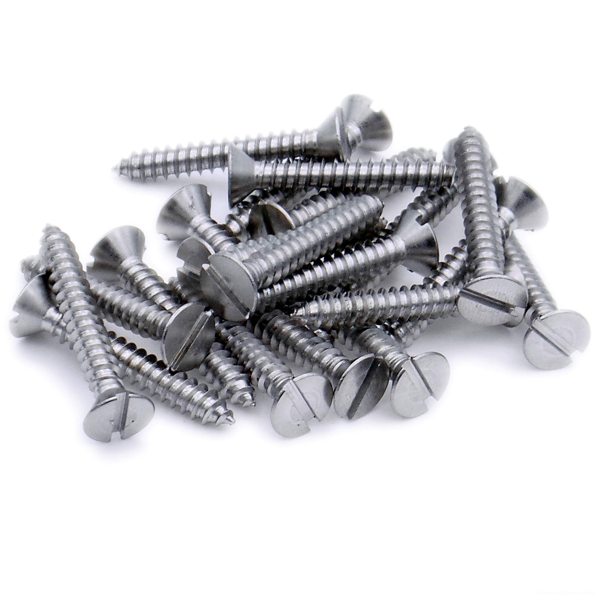 No.8 x 0.625 (4.2mm x 16mm) Slot Countersunk Self-Tapping Screw - Stainless Steel (A2) (Pack of 20)