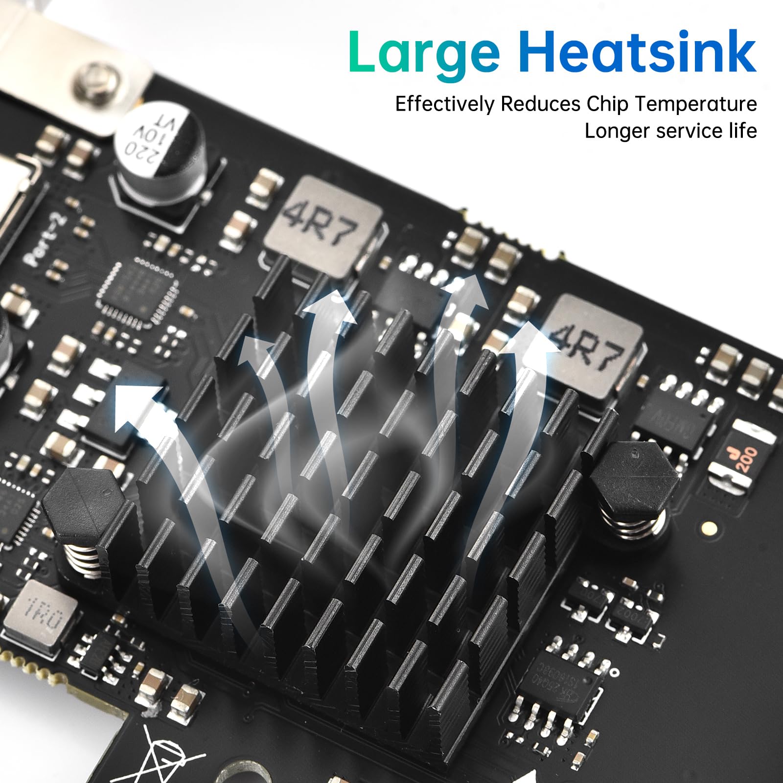 Eluteng Pcie Usb C 3.2 Gen2 Card 2 Ports (2 X Type C), 10Gpbs Pci Express Expansion Card Compatible With Pcie X4/X8/X16, With Heatsink For Desktop Pc Windows 11/10/8/7/Xp - View 6