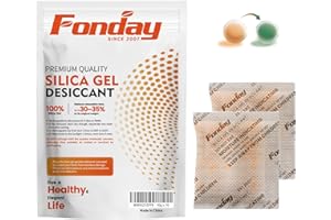 10Gram 10 Packets Fonday Rechargeable Silica Gel Desiccant Packets Food Grade Fast Reactivate Desiccant Bags Moisture Indicating Orange to Green