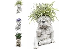 Funny French Bulldog Planter Pot, Grumpy French Bulldog Planter, Funny Dog Statue for Home Garden Decor, Unique Outdoor Plant