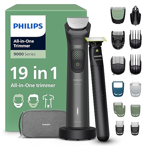Philips Multigroom 9000 Series All-in-One 19-Piece Trimmer, Shaver & Clipper + OneBlade Trimmer for Men - All-Over Grooming Set for Face, Head & Body, 27 Length Settings (0.2-20 mm), MG9556/15