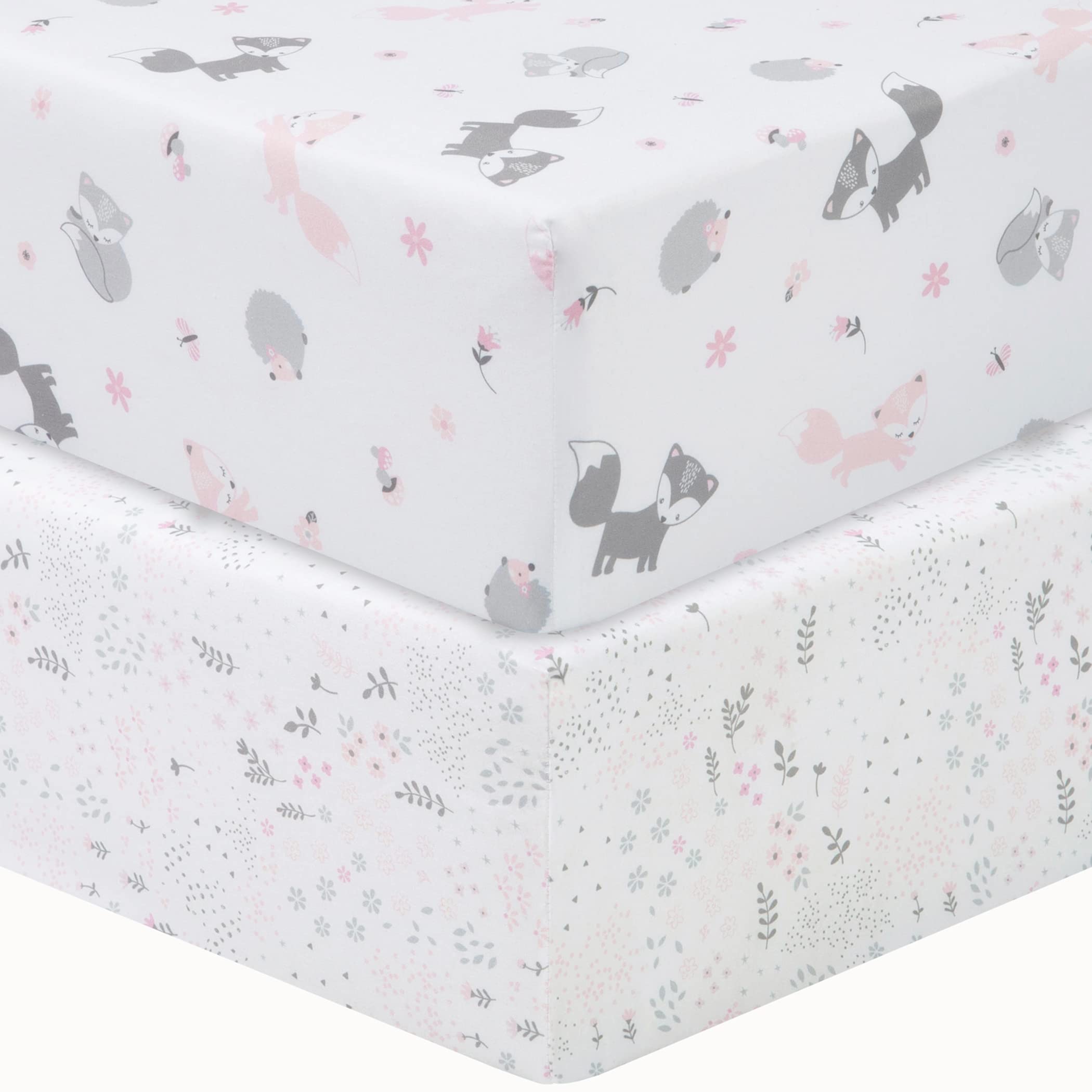 Sammy & Lou 2 Pack Microfiber Fitted Crib Sheets, Girl Forest