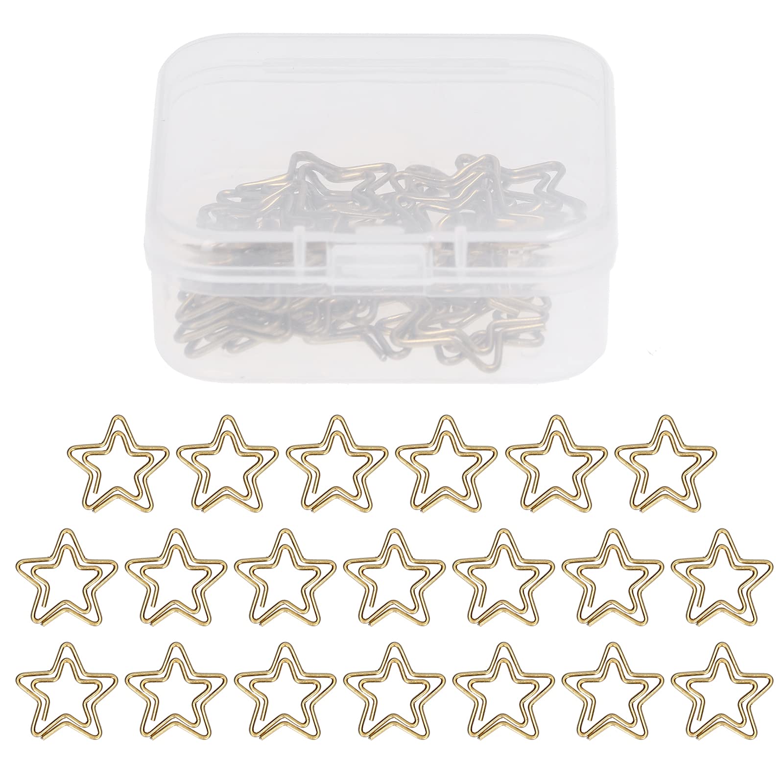 20Pcs Paper Clips, Mini Star Shape Paperclips Metal Paper Clips Bookmark Clips Small Bookmark with Box for Office School Document Organizing