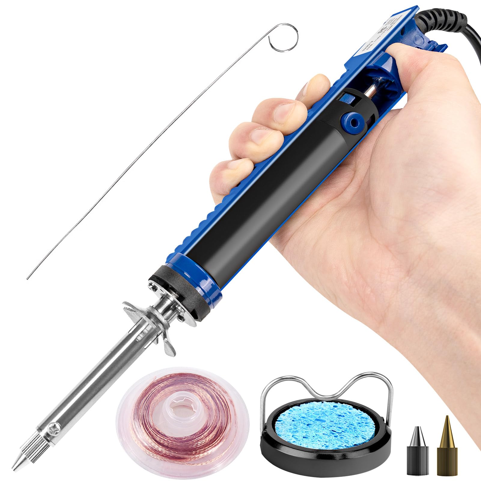 Photo 1 of K KERNOWO 929D-V Electric Desoldering Soldering Iron Sucker – Desoldering Pump Tool with 1.0mm & 1.2mm Nozzles, Desoldering Gun with Wick & Cleaning Pin for Through-Hole Solder Removal