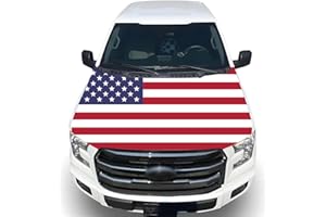 Tobethay American Hood Flag Cover - 59x51 in Car Hood Cover American Flag for Car Decor, Patriotic Car American Flag with 2 Pack Adjustable Triangular Fasteners