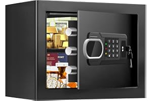 FULCYOVT 1.2 Cuft Small Fire Safe Box for Home Use, Personal Fire Safety Box with Electronic Keypad, Spare Keys and Removable Shelf, Steel Fireproof Document Safe Box for Money Cash Valuables