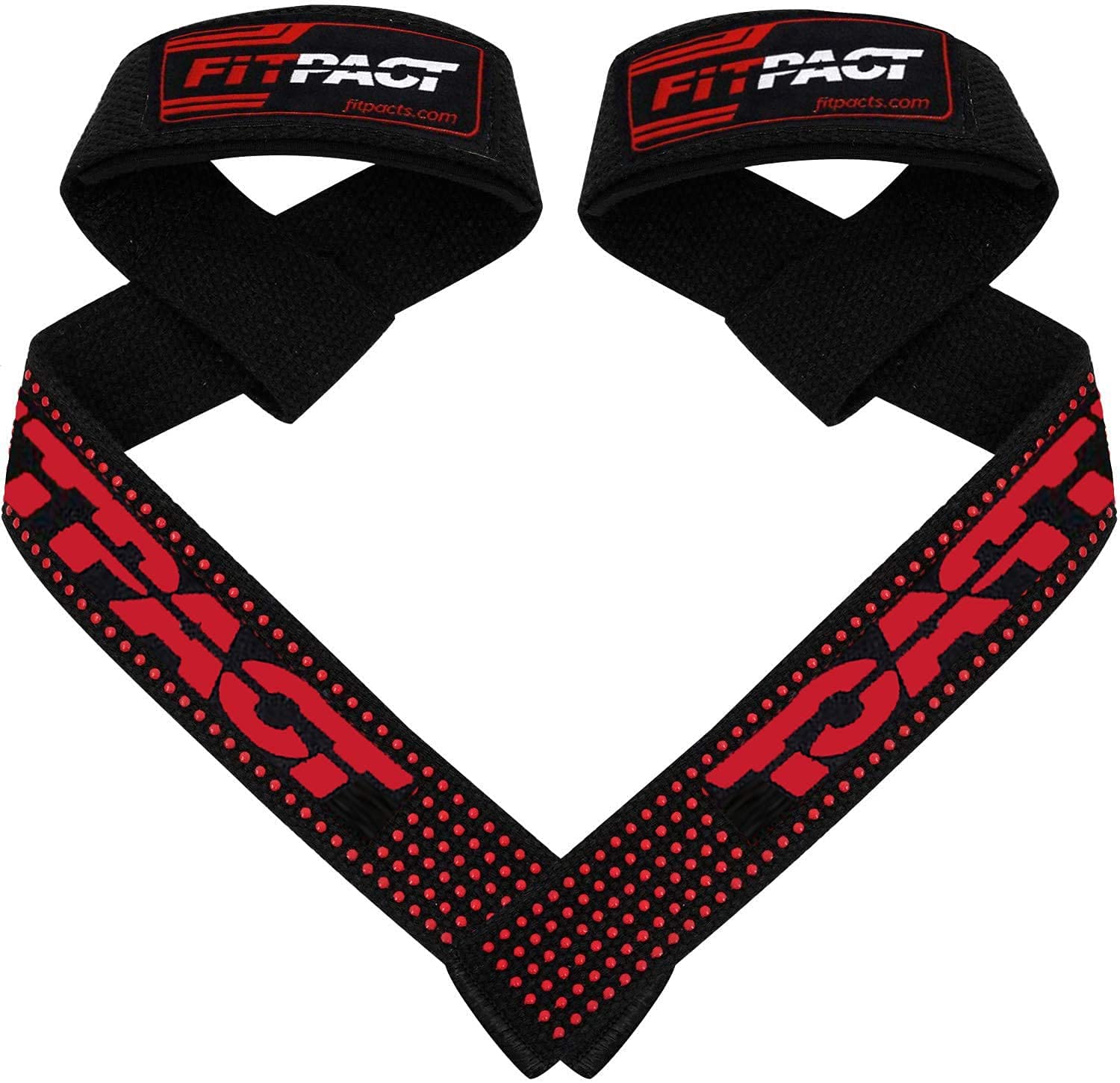 FITPACT Weight Lifting Straps Non-Slip Gel Flex Grip, Neoprene Padded Wrist Support Barbell Wraps, Extra Long Gym Strap Exercise Powerlifting Bodybuilding Deadlifts Fitness Workout Training
