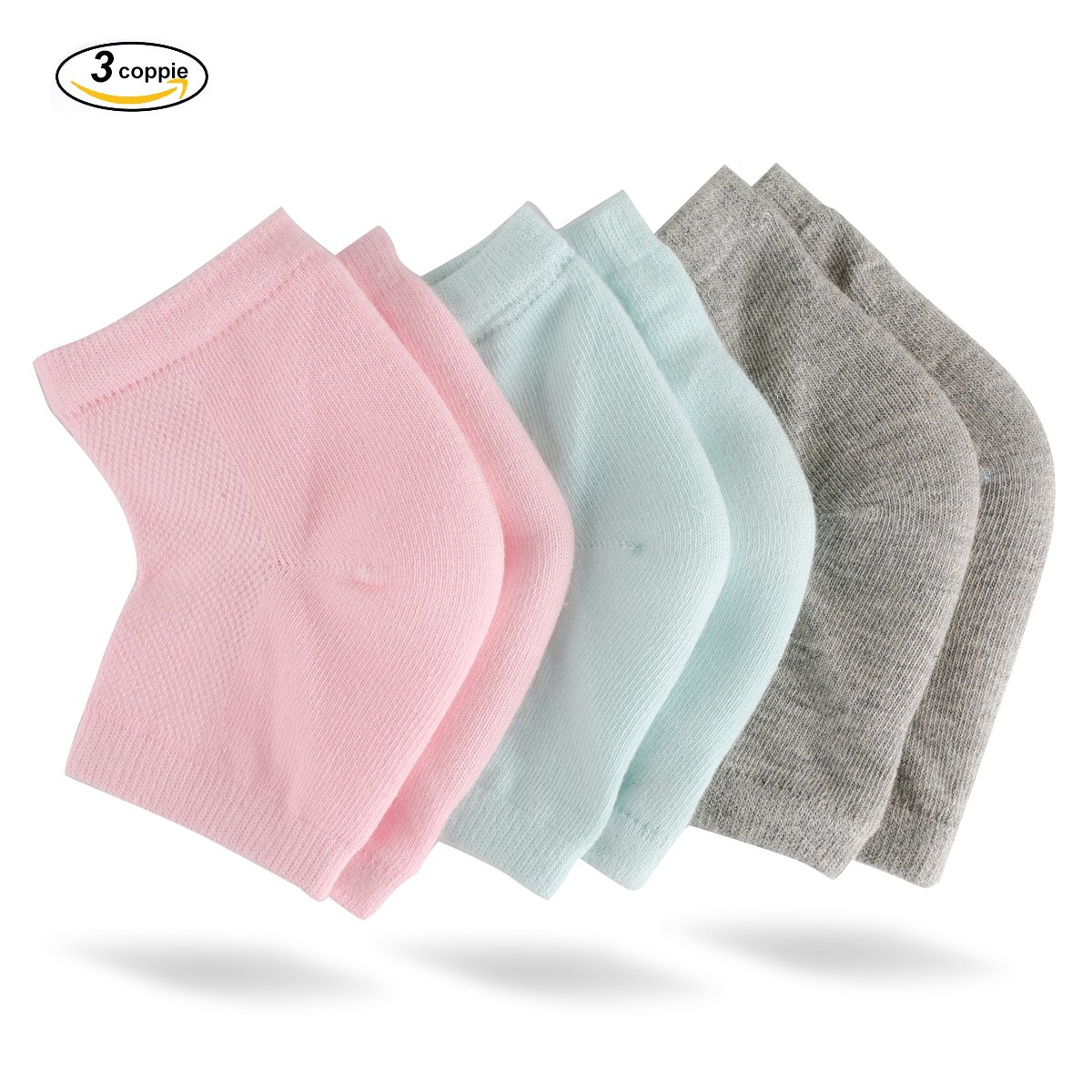 3 Pairs Moisturizing Gel Heel Socks Vented Unisex Toe Open Feet Care Dry Skin : Beauty