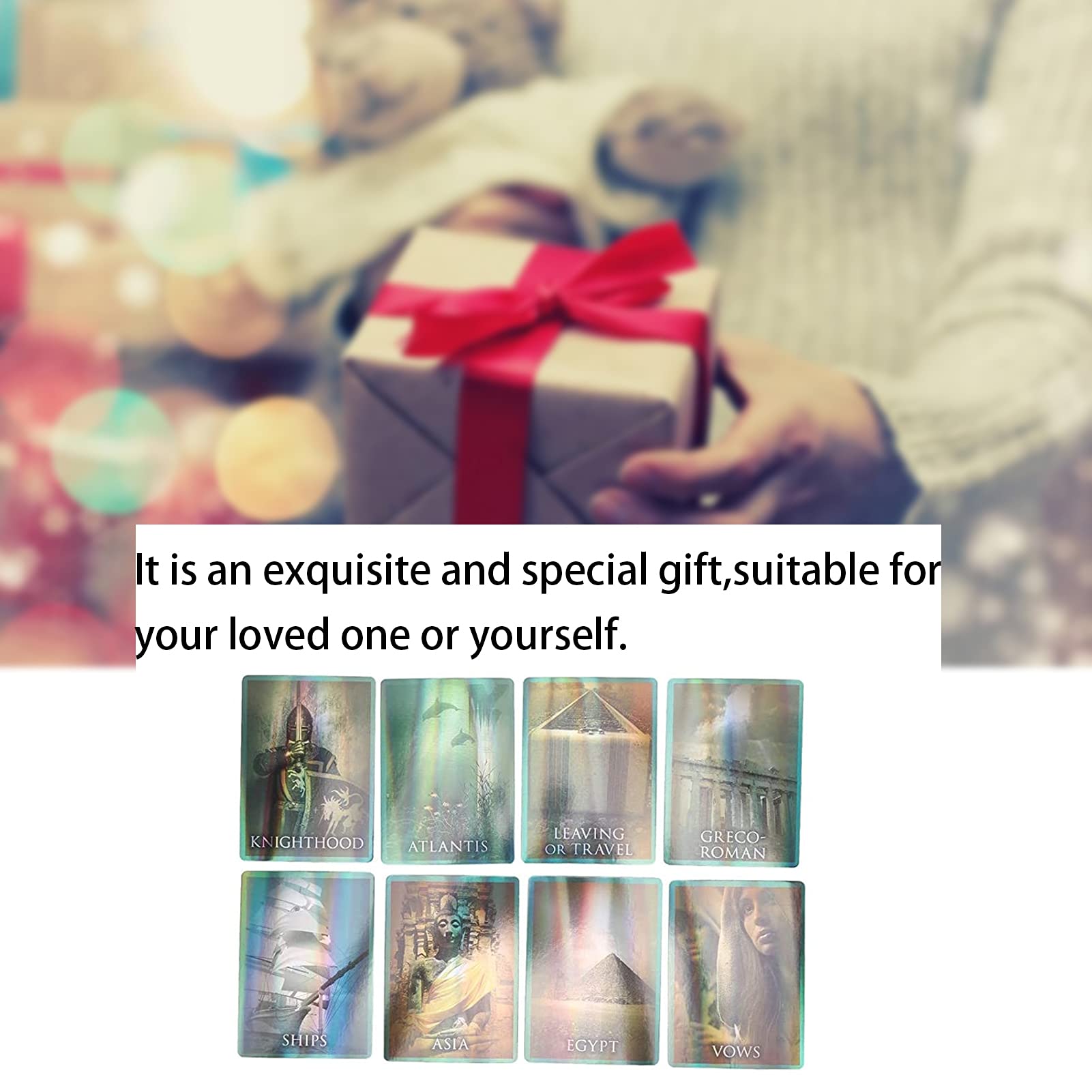 Yitengteng 44 PcsTarot Cards,Hologram Paper Divination Card, English Version Fortune Telling Game Cards Fate Divination Card Board Game Toy for Fortune Tellers Psychics Prediction