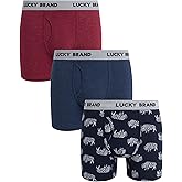 Lucky Brand Men's Boxer Briefs - 3 Pack Soft Stretch Casual Men's Underwear with Functional Fly Pouch Boxers (S-2XL)