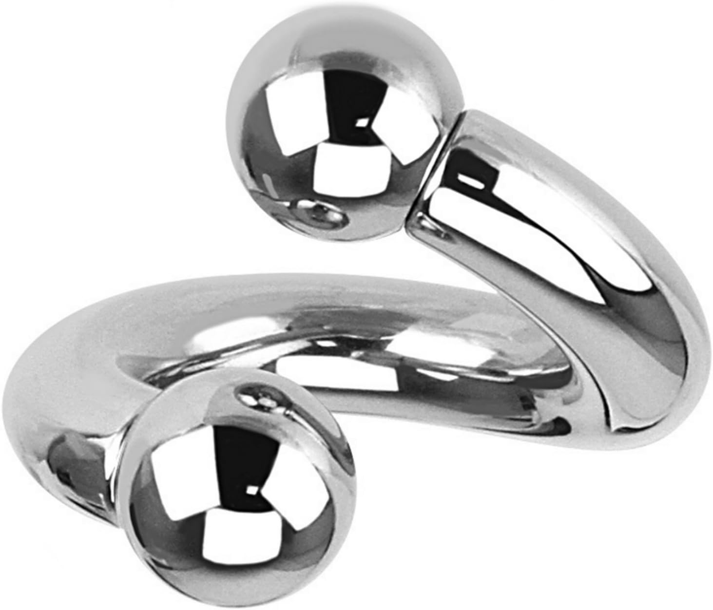 BYB Barbells Internally Threaded Stainless Steel Twist with Ball Ends for Stretched Piercings