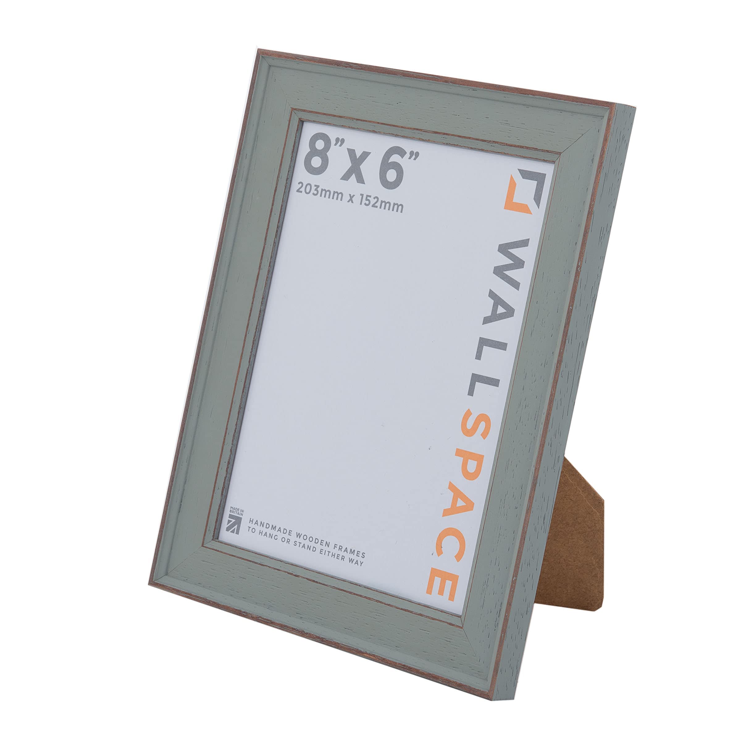 Wall Space Shabby Chic 8x6 Green Picture Frame | Green 6x8 Photo Frame | 8 x 6 inch | 203x152mm | 20.3x15.2cm | Solid Wood Wooden with Real Glass | Handmade in UK — image 1