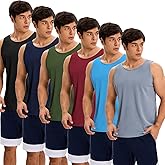 OYGSieg 6 Pack Men's Quick Dry Workout Tank Tops Breathable Gym Sleeveless Muscle Shirts for Active Men