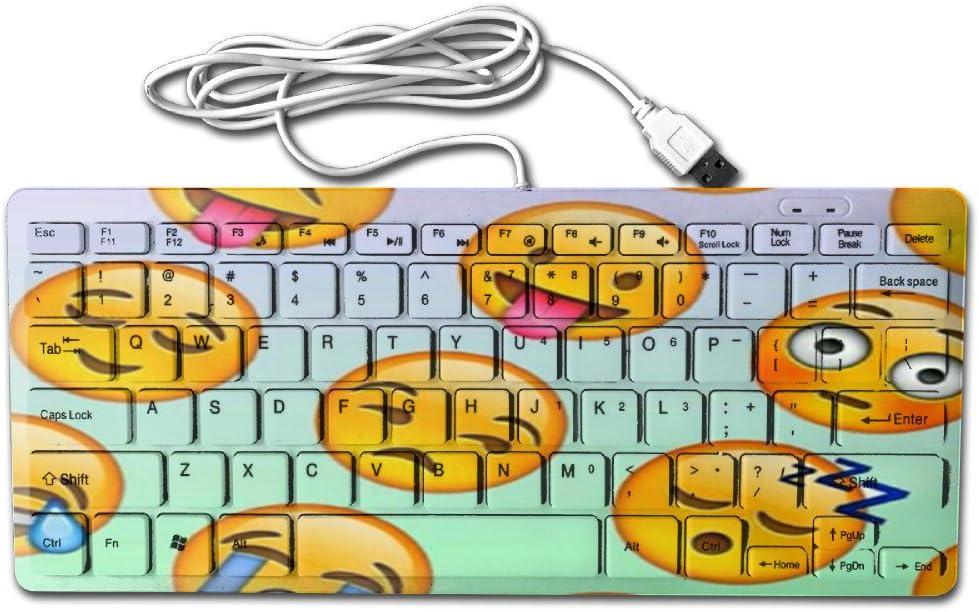 Funny Emoji Mini Wired Slim Keyboard Computers & Accessories