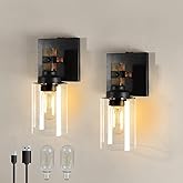 Floresita Battery Operated Wall Sconce 2-Pack Farmhouse Rechargeable Wall Lamp Set of Two No Wired Required, Easy Install Cor