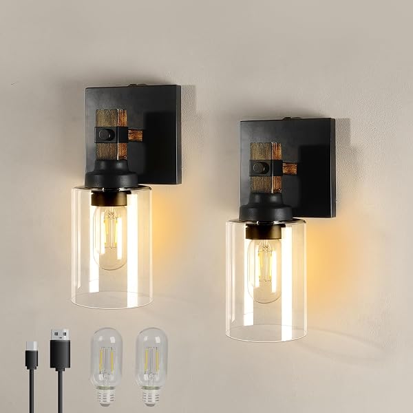 FLORESITA BATTERY OPERATED WALL SCONCE 2-PACK FARMHOUSE RECHARGEABLE...