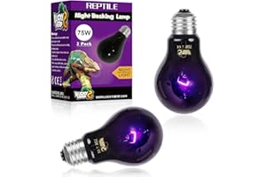 LUCKY HERP Reptile Heat Lamp 75W 2 Pack, Reptile Night Heat Bulb, Reptiles & Amphibians Basking Spot Light Bulb for Bearded Dragon, Lizard, Snake, Turtle, Chameleon