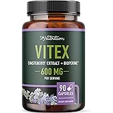 Vitex Chasteberry Supplement 600mg | Agnus Castus for Women's Hormone Balance, Menopause, Menstrual Regularity & Hormonal Acne* | Certified Gluten-Free, Vegetarian | 90 Capsules, 3-Month Supply
