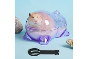 JOUSONTY 7.09×5.12×5.12 Inch Hamster Sand Bath Container with Spoon, Big Hamster Cleaning and Bathing Accessories, for Cage Terrarium Habitat Decor, Purple