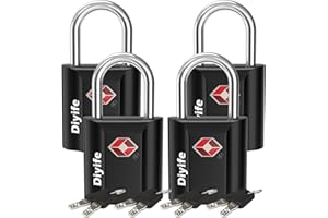 TSA Luggage Locks with Keys, [4 Pack] Diyife Security Suitcase Padlocks with Keys Heavy Duty Zinc Alloy TSA Lock Small Suitca