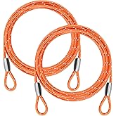 VIVBOO - 0.13IN Security Steel Cable 4/6/10/15FT Lengths Bike Lock Cable, Cable Rope, Stainless Steel Cable with Loops for Safety and Security