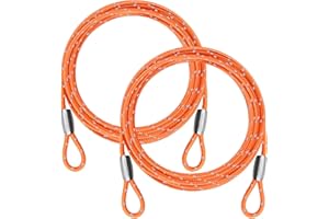 VIVBOO - 1/8IN Security Steel Cable 4/6/10/15FT Lengths Bike Lock Cable, Cable Rope, Stainless Steel Cable with Loops for Safety and Security