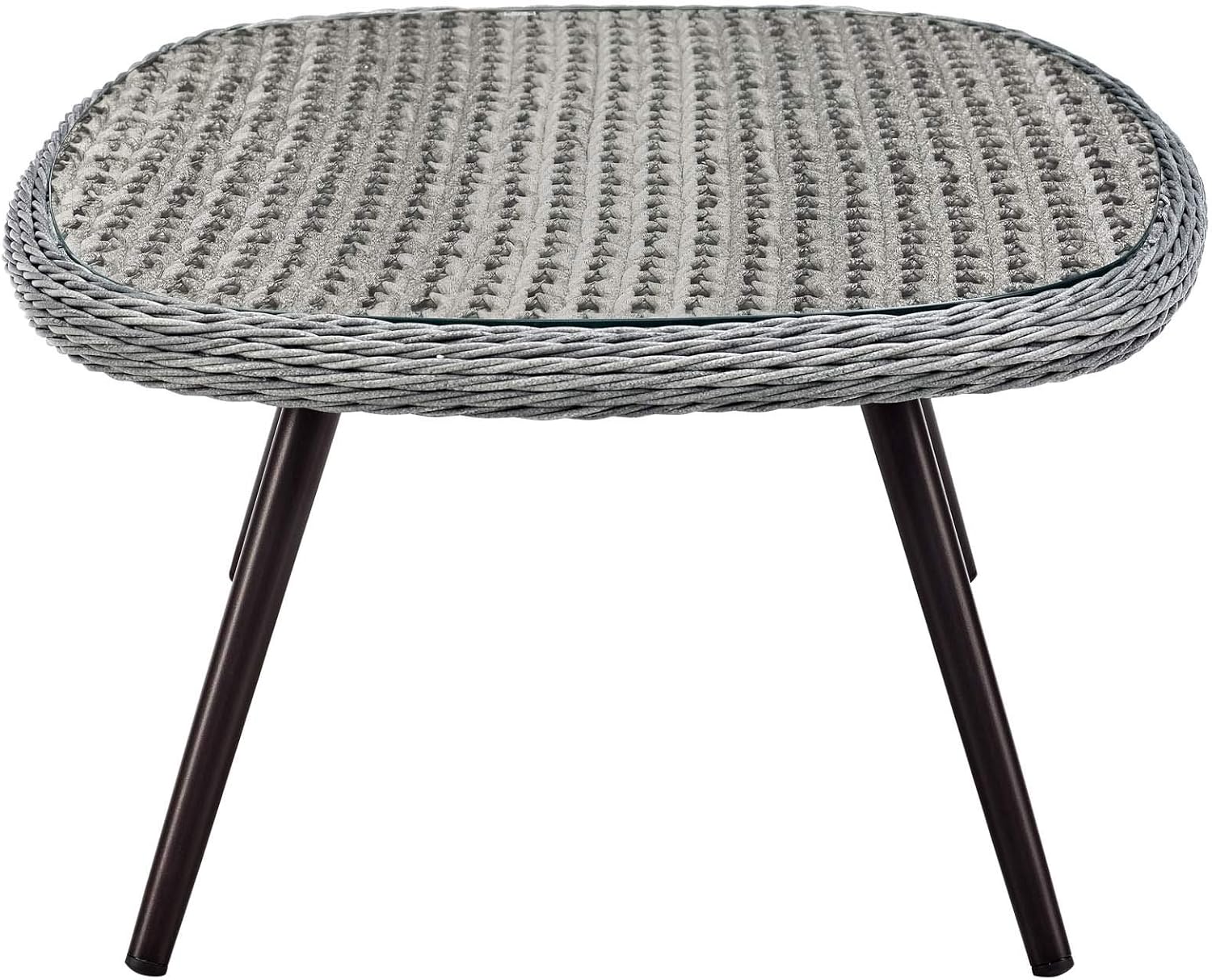 Modway Endeavor Wicker Rattan Aluminum Glass Outdoor Patio Coffee Table in Gray : Garden & Outdoor